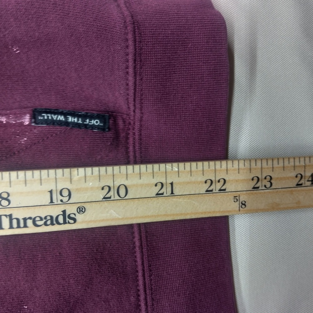 Vans Off The Wall Mens Small Maroon Burgundy Checkerboard Sleeve Pullover Hoodie - Picture 3 of 5